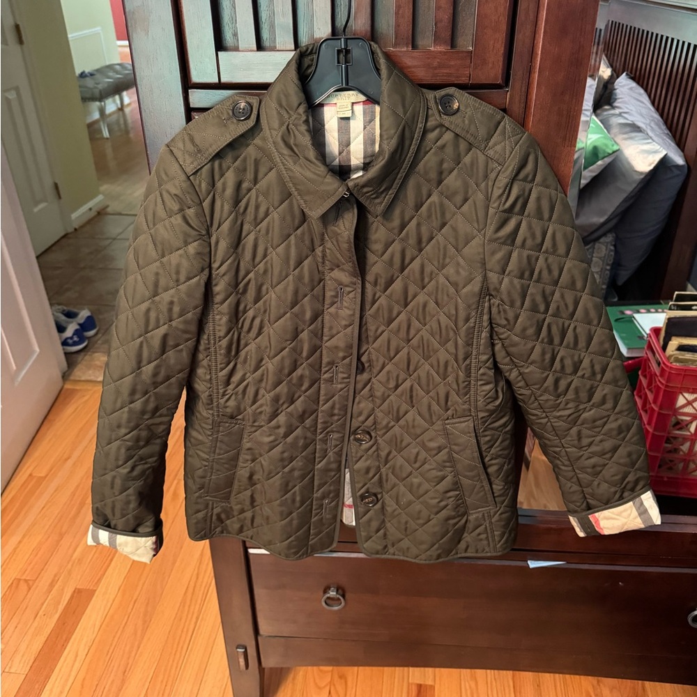 Burberry diamond quilt dark olive green jacket